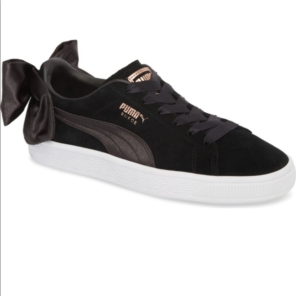 puma suede black bow